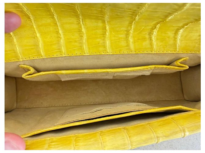 Nancy Gonzalez Clutch in coccodrillo giallo - vista 12