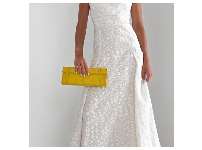 Nancy Gonzalez Clutch in coccodrillo giallo - vista 2