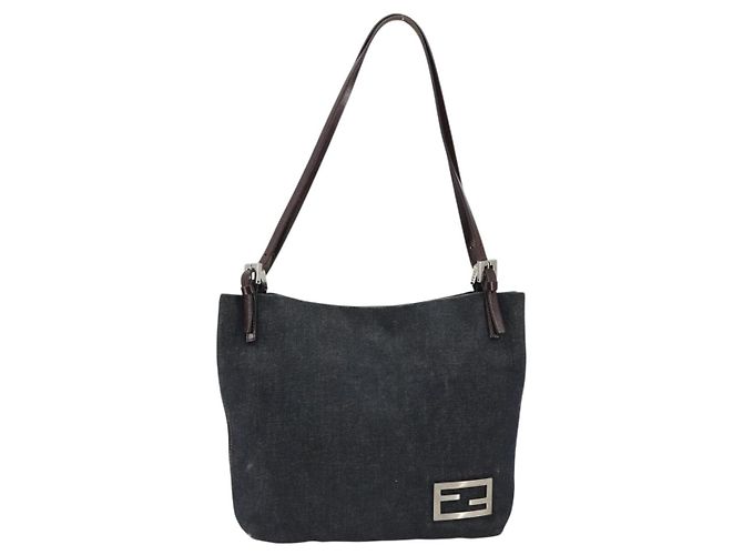 Borsa Tote FENDI Denim Blu Argento Auth mr2637 - vista 13