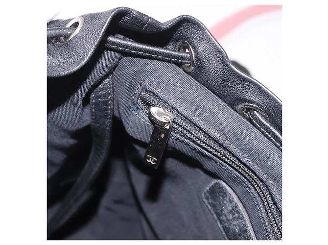 CHANEL Matelasse Rucksack Lammfell Schwarz Silber CC Authentisch 189859M - Ansicht 23