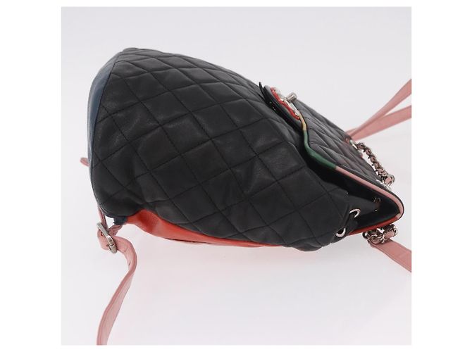 CHANEL Matelasse Rucksack Lammfell Schwarz Silber CC Authentisch 189859M - Ansicht 3