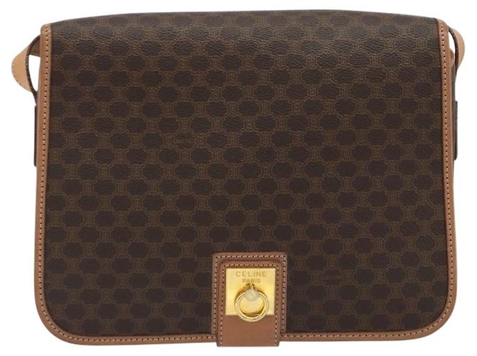 Céline CELINE Borsa a Spalla Macadam PVC Pelle Marrone Oro Auth ka5180A D'oro - vista 13
