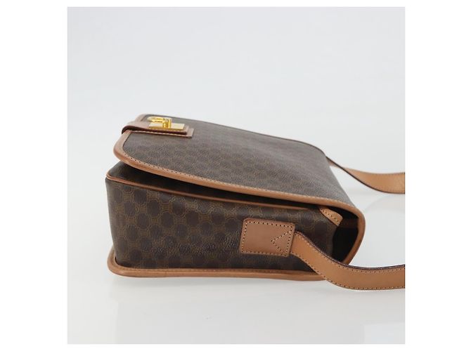 Céline CELINE Borsa a Spalla Macadam PVC Pelle Marrone Oro Auth ka5180A D'oro - vista 3