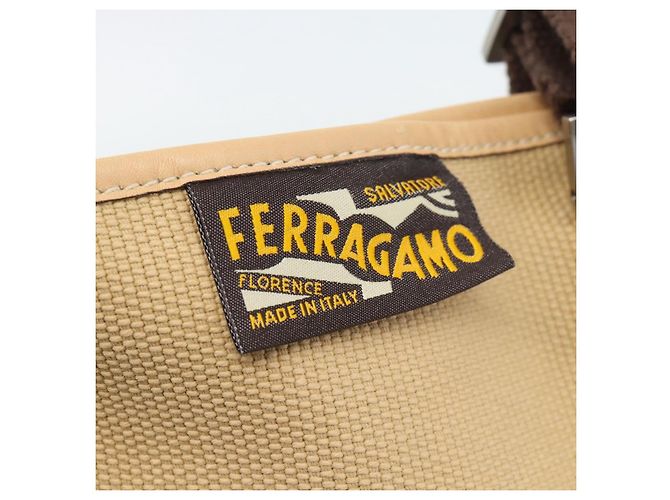 Borsa a tracolla Salvatore Ferragamo tela Beige Argento Auth ar14005 - vista 10