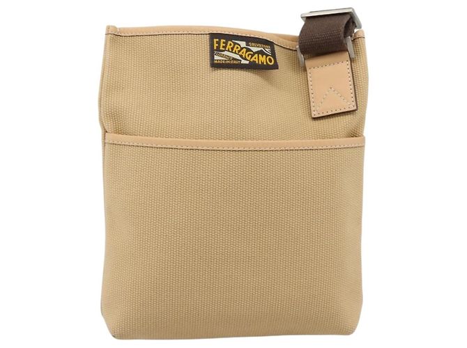 Borsa a tracolla Salvatore Ferragamo tela Beige Argento Auth ar14005 - vista 13