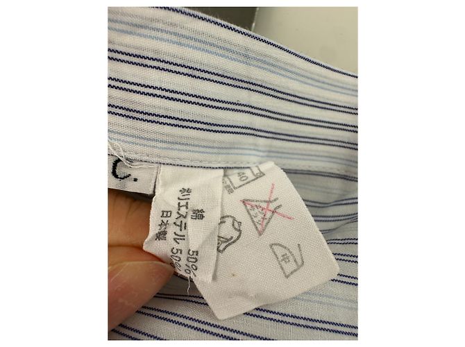 Autre Marque Camicia in cotone a righe vintage Renoma da uomo Bianco Blu S - vista 10