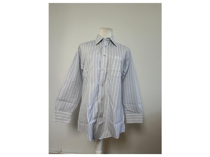 Autre Marque Camicia in cotone a righe vintage Renoma da uomo Bianco Blu S - vista 12