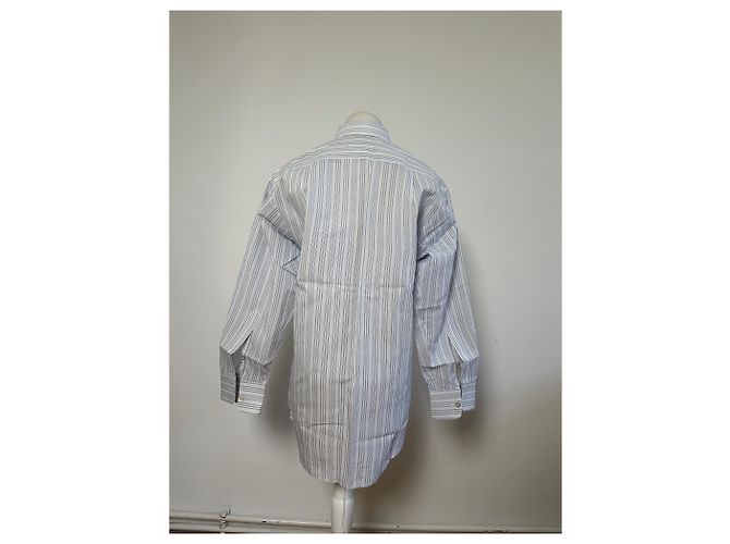 Autre Marque Camicia in cotone a righe vintage Renoma da uomo Bianco Blu S - vista 13