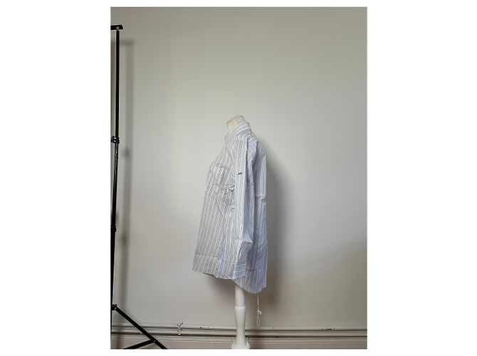 Autre Marque Camicia in cotone a righe vintage Renoma da uomo Bianco Blu S - vista 2