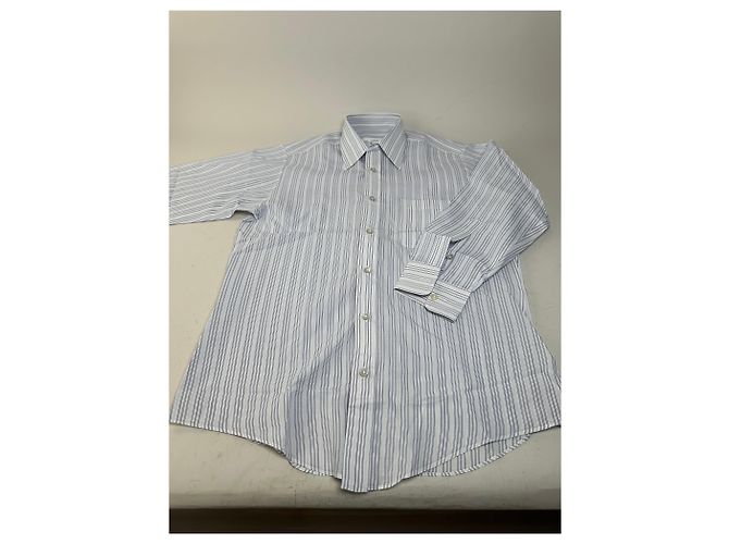 Autre Marque Camicia in cotone a righe vintage Renoma da uomo Bianco Blu S - vista 5