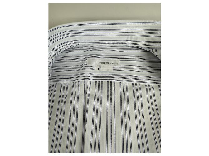Autre Marque Camicia in cotone a righe vintage Renoma da uomo Bianco Blu S - vista 7