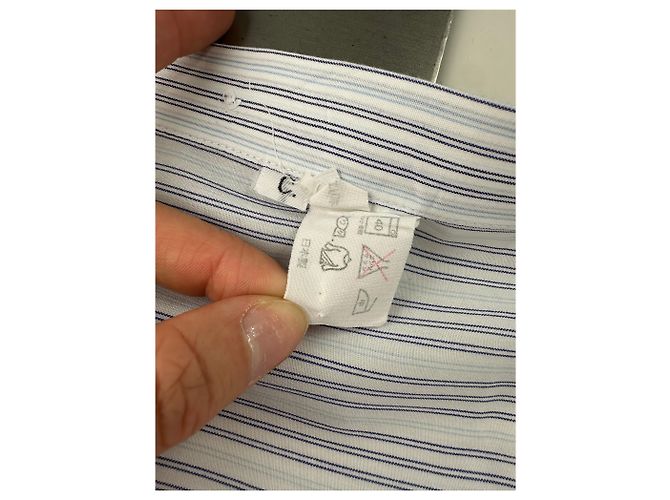 Autre Marque Camicia in cotone a righe vintage Renoma da uomo Bianco Blu S - vista 8