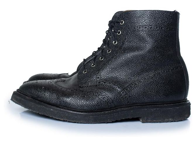 Thom Browne, botas wingtip en piel granulada negra Negro - vista 2