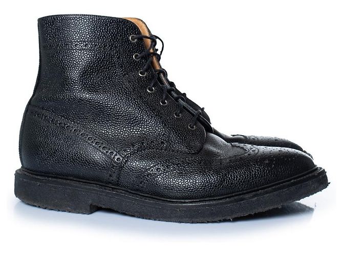 Thom Browne, botas wingtip en piel granulada negra Negro - vista 4