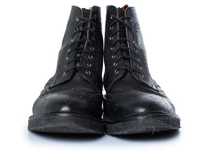 Thom Browne, botas wingtip en piel granulada negra Negro - vista 5