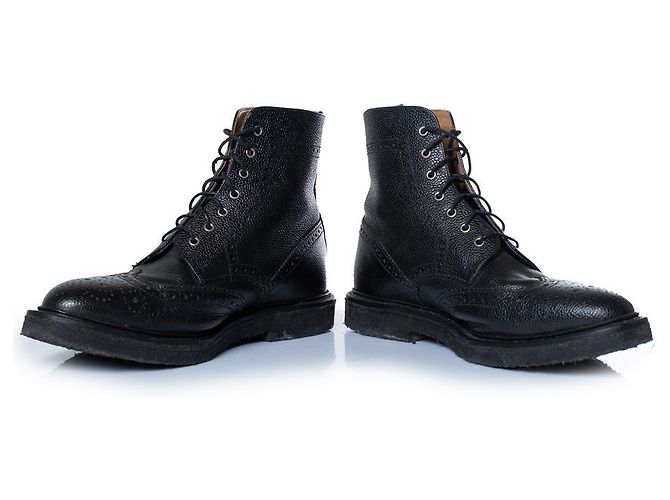 Thom Browne, botas wingtip en piel granulada negra Negro - vista 6