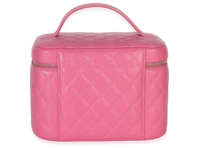 Vanity Chanel Beauty Case Large in Caviar Trapuntato Rosa con Manico Superiore - vista 2