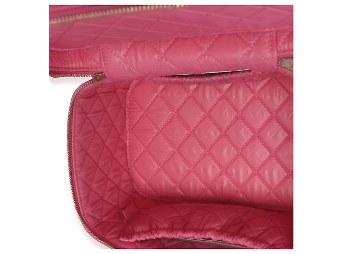 Vanity Chanel Beauty Case Large in Caviar Trapuntato Rosa con Manico Superiore - vista 5
