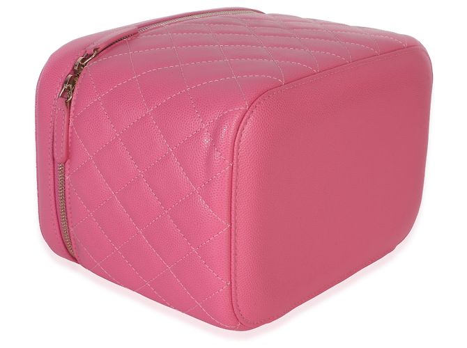 Vanity Chanel Beauty Case Large in Caviar Trapuntato Rosa con Manico Superiore - vista 6