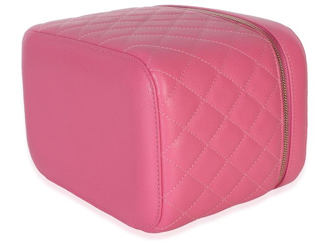 Vanity Chanel Beauty Case Large in Caviar Trapuntato Rosa con Manico Superiore - vista 7