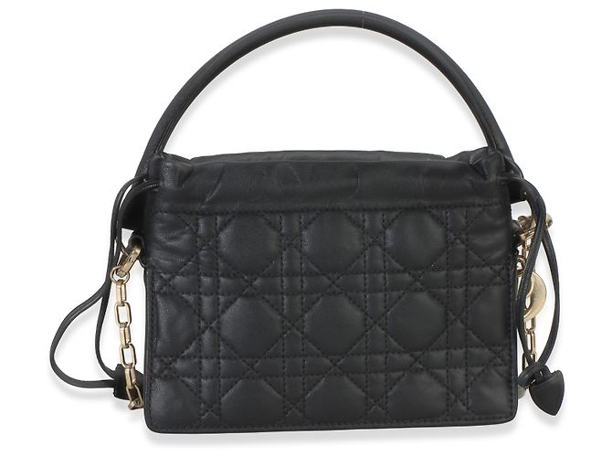 Borsa a tracolla mini drawstring Milly Lady Dior in agnello nero Cannage Christian Dior - vista 2