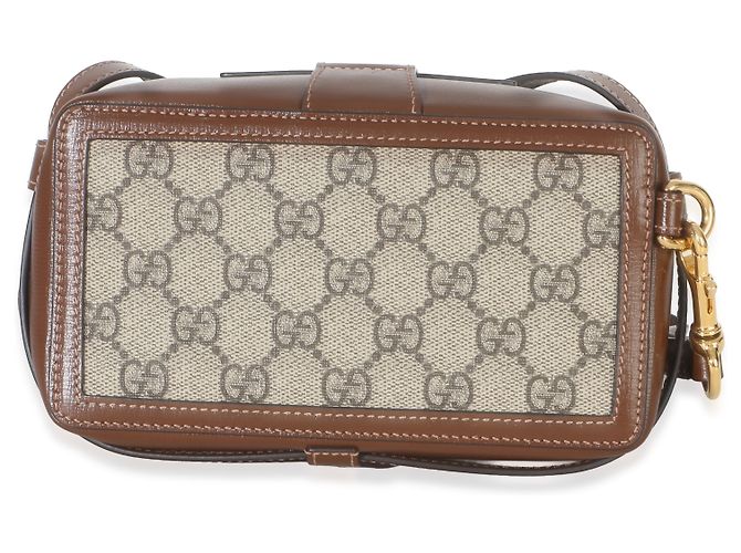 Borsa Mini con Chiusura Gucci Beige Brown GG Supreme Monogram Marrone - vista 2