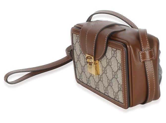 Borsa Mini con Chiusura Gucci Beige Brown GG Supreme Monogram Marrone - vista 3
