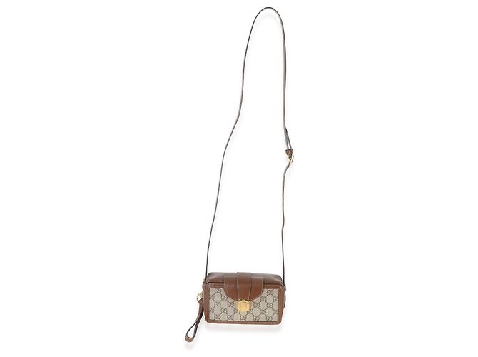 Borsa Mini con Chiusura Gucci Beige Brown GG Supreme Monogram Marrone - vista 5