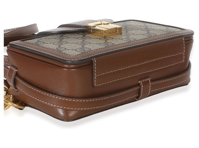 Borsa Mini con Chiusura Gucci Beige Brown GG Supreme Monogram Marrone - vista 6
