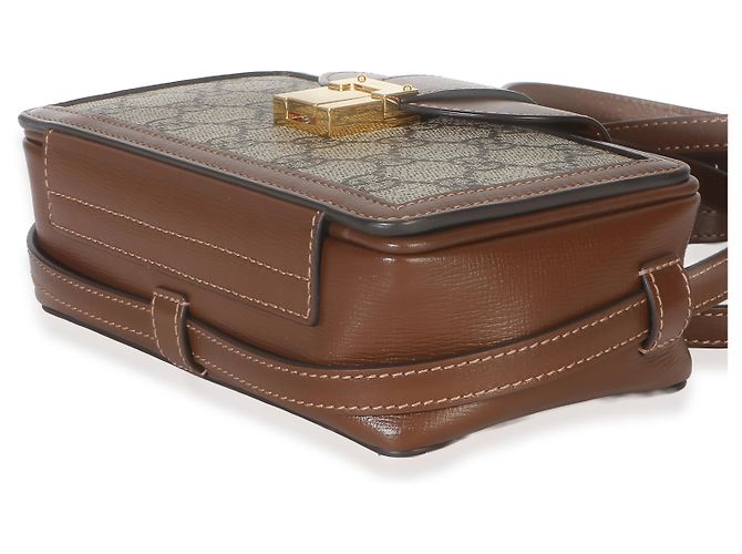 Borsa Mini con Chiusura Gucci Beige Brown GG Supreme Monogram Marrone - vista 7