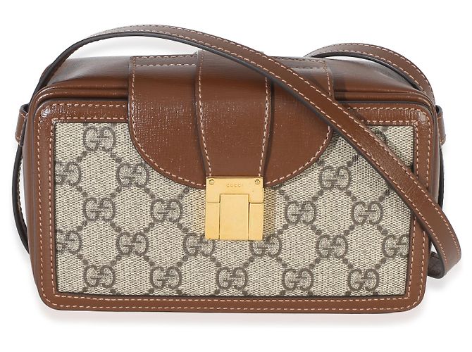 Borsa Mini con Chiusura Gucci Beige Brown GG Supreme Monogram Marrone - vista 8