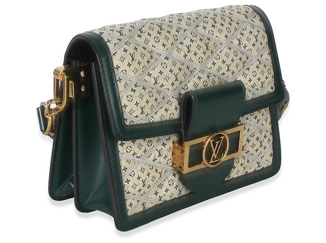 Louis Vuitton Mini Dauphine em denim acolchoado verde com estampa monogram - vista 4