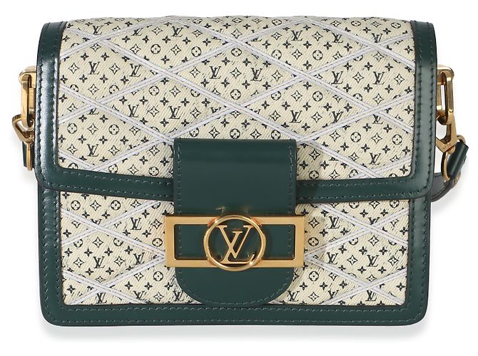 Louis Vuitton Mini Dauphine em denim acolchoado verde com estampa monogram - vista 8