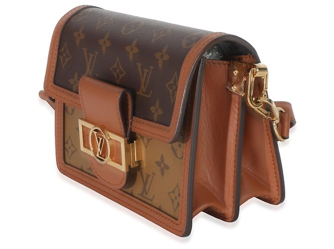 Louis Vuitton Mini Dauphine in tela Monogram Reverse Marrone Nero - vista 3