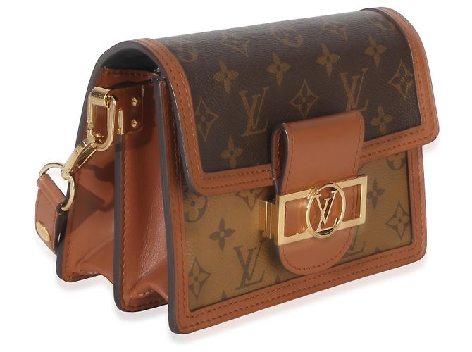 Louis Vuitton Mini Dauphine in tela Monogram Reverse Marrone Nero - vista 4