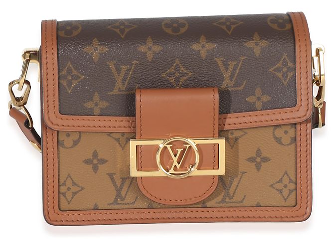 Louis Vuitton Mini Dauphine in tela Monogram Reverse Marrone Nero - vista 8