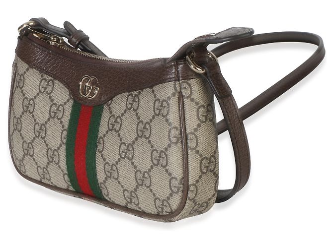 Borsa a tracolla Mini Ophidia in tela monogramma GG Supreme ebano e beige Gucci Multicolore - vista 3