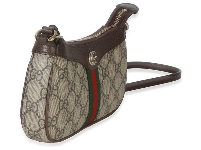 Borsa a tracolla Mini Ophidia in tela monogramma GG Supreme ebano e beige Gucci Multicolore - vista 4