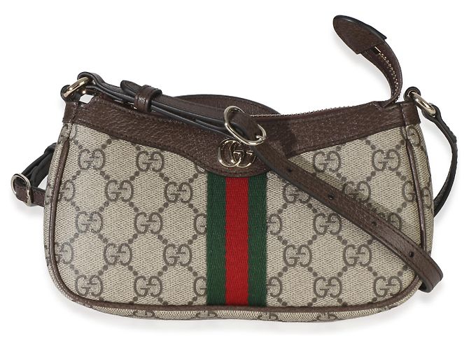 Borsa a tracolla Mini Ophidia in tela monogramma GG Supreme ebano e beige Gucci Multicolore - vista 8