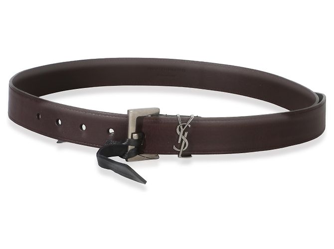 Saint Laurent Gürtel aus braunem Lammleder Cassandre 38mm 80/32 - Ansicht 2