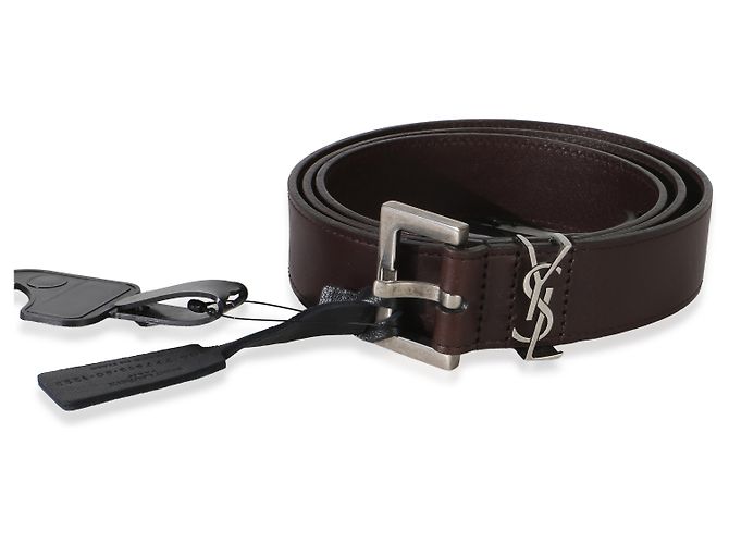 Saint Laurent Gürtel aus braunem Lammleder Cassandre 38mm 80/32 - Ansicht 5