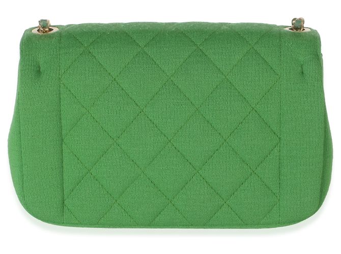 Timeless Mini borsa Chanel Green Quilted Jersey Chic With Me Verde - vista 2