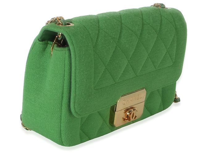 Timeless Mini borsa Chanel Green Quilted Jersey Chic With Me Verde - vista 4