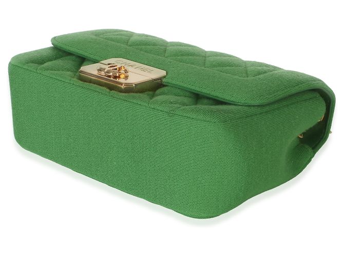 Timeless Mini borsa Chanel Green Quilted Jersey Chic With Me Verde - vista 5