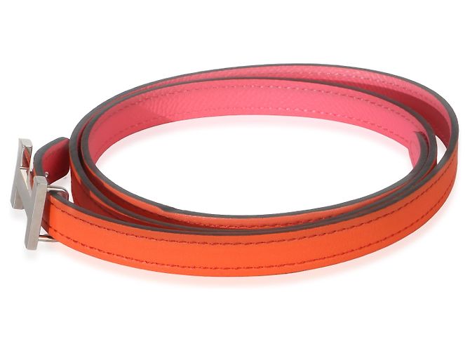 Hermès Gürtel Focus Epsom Rose Azalee Orange Poppy Swift PHW 80/32 - Ansicht 3