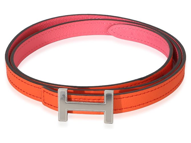 Hermès Gürtel Focus Epsom Rose Azalee Orange Poppy Swift PHW 80/32 - Ansicht 5