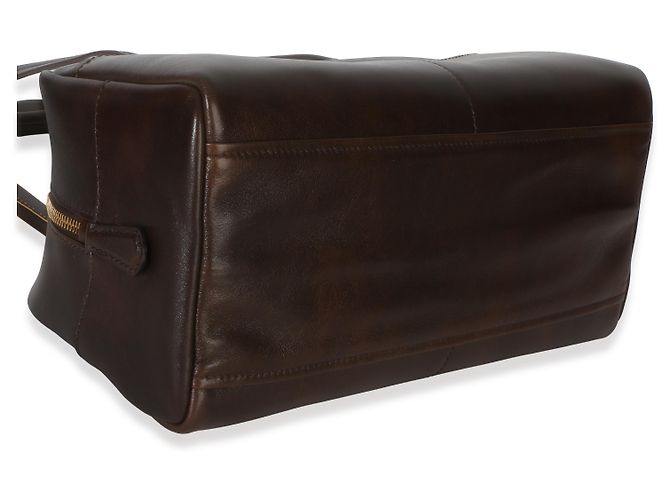 Grande borsa a tracolla in pelle di vitello invecchiata marrone cacao Prada - vista 7