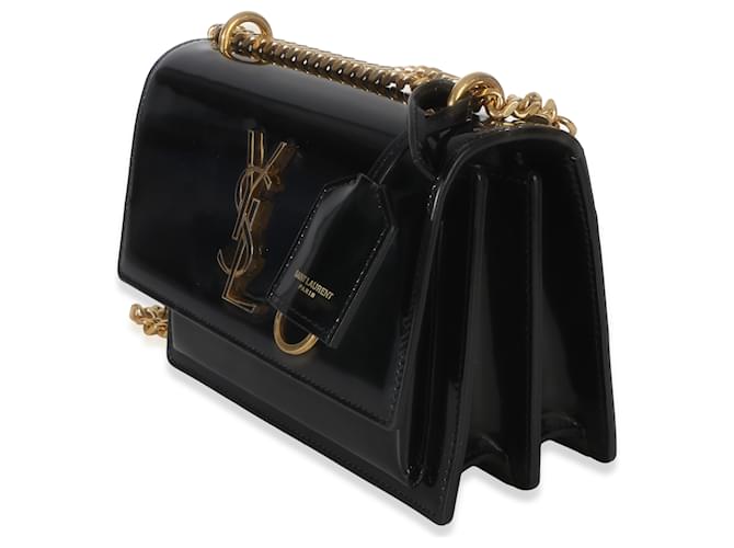 Borsa Small Sunset Monogram in vernice nera Saint Laurent Nero - vista 3