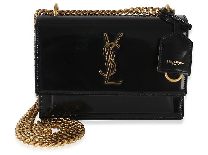 Borsa Small Sunset Monogram in vernice nera Saint Laurent Nero - vista 8
