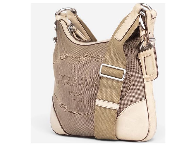 Borsa a tracolla in tela jacquard Prada anni 2000 Beige - vista 2